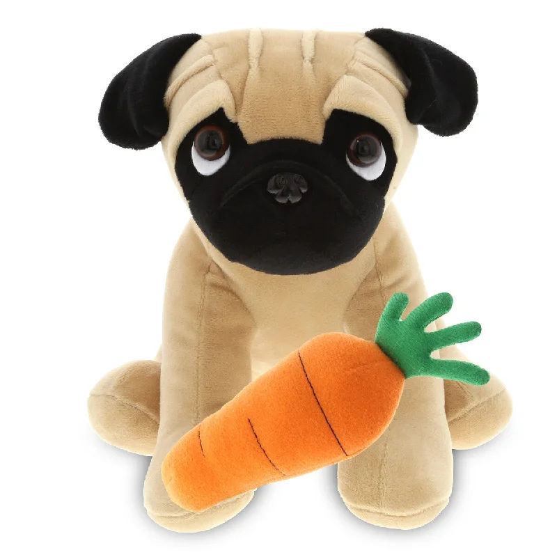 DolliBu Happy Easter Super Soft Plush Cute Pug Dog with Carrot Plush - 8 inches