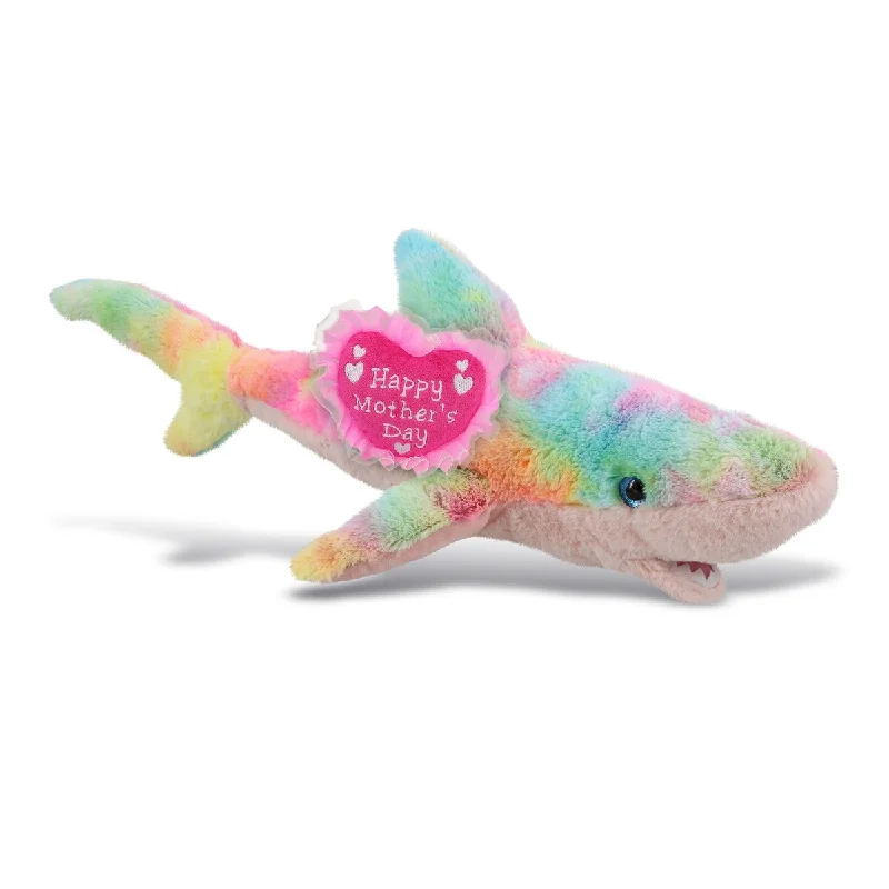 DolliBu Happy Mother’s Day Large Rainbow Shark with Pink Heart Message - 23 inches