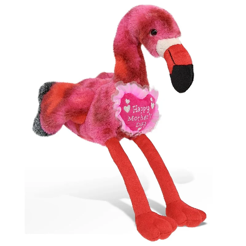 DolliBu Happy Mother’s Day Plush Pink Tie-Dye Flamingo with Pink Heart - 8 inches