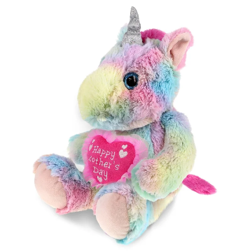 DolliBu Happy Mother’s Day Super Soft Plush Sitting Rainbow Unicorn - 10 inches