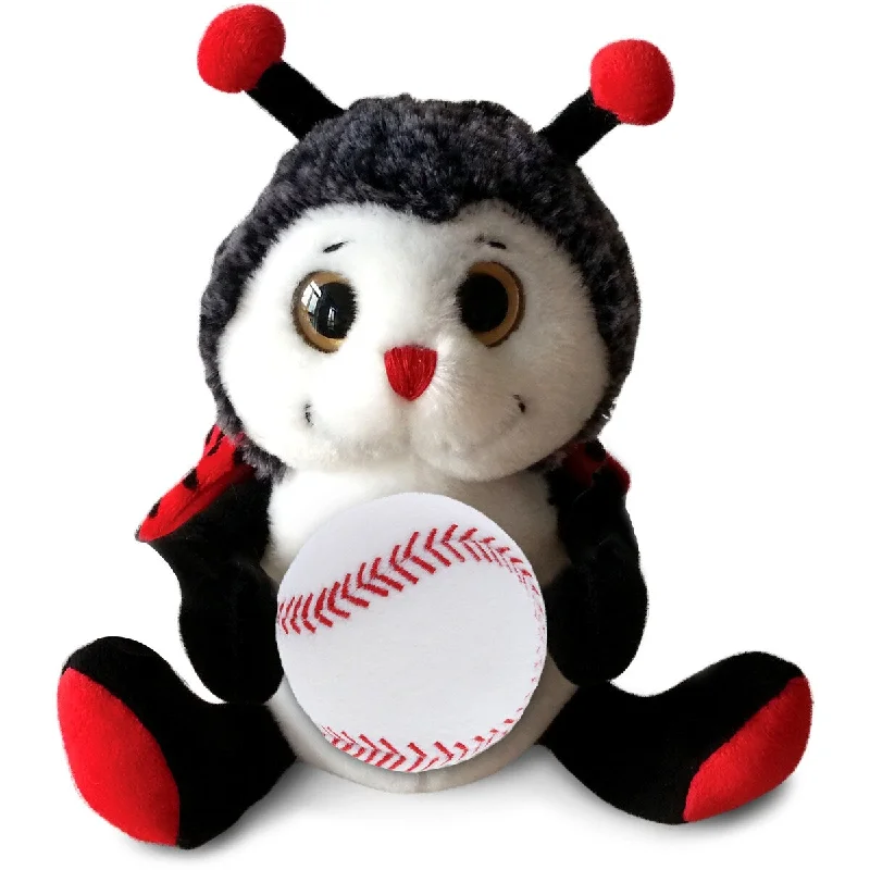 DolliBu Huggable Sitting Ladybug Stuffed Animal with Baseball Plush - 9 inches