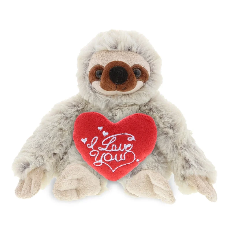 DolliBu I LOVE YOU Plush Super Soft Sloth with Red Heart Plush - 7.5 inches