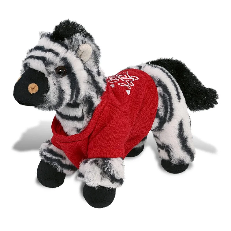 DolliBu I LOVE YOU Super Soft Cute Zebra Plush with Red Shirt - 9 inches