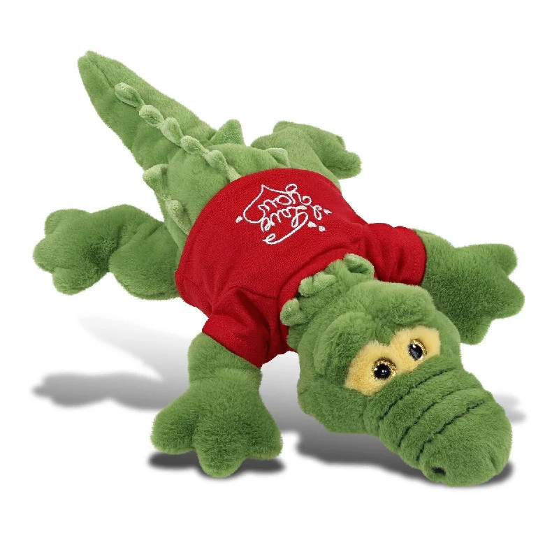 DolliBu I LOVE YOU Super Soft Large Green Alligator with Red Shirt - 17 inches