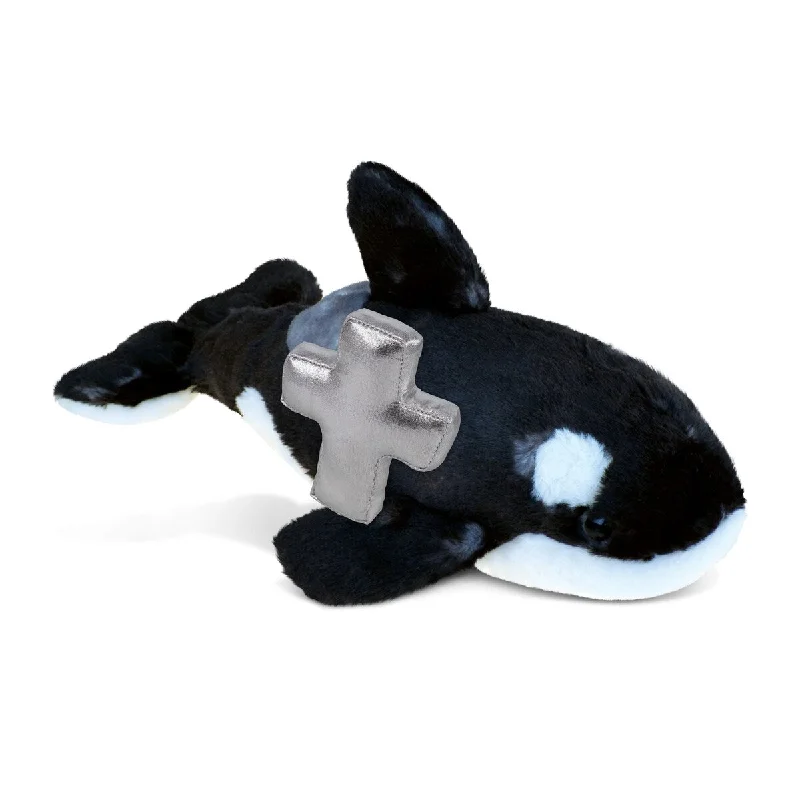 DolliBu Large Killer Whale Stuffed Animal with Silver Cross Plush - 15.5 inches