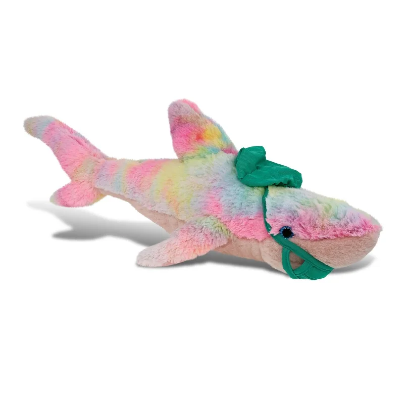 DolliBu Large Rainbow Shark Doctor Plush with Scrub Uniform and Cap - 23 inches