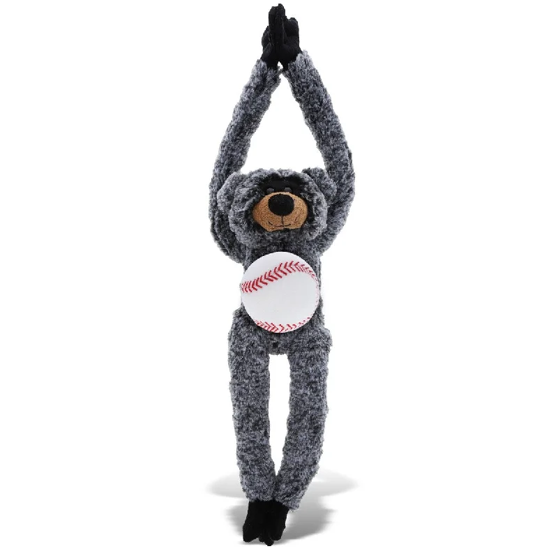 DolliBu Long Arms Black Bear Stuffed Animal with Baseball Plush - 21 inches