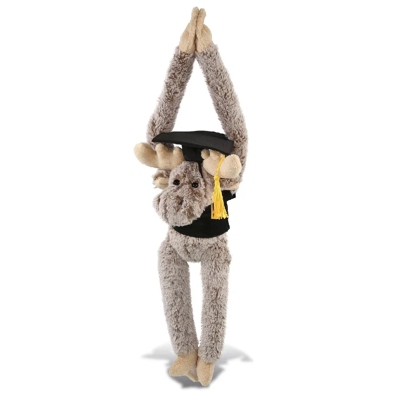 DolliBu Long Arms Moose Graduation Plush Toy with Gown and Cap - 21 inches