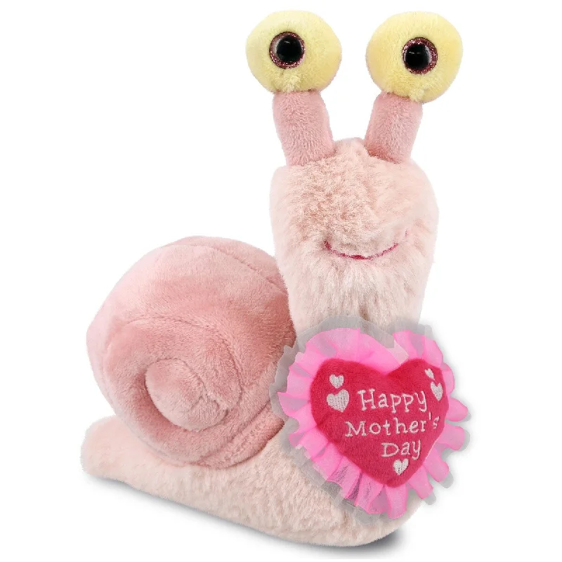 DolliBu Mother’s Day Super Soft Plush Pink Snail Small with Pink Heart - 5.5 inches