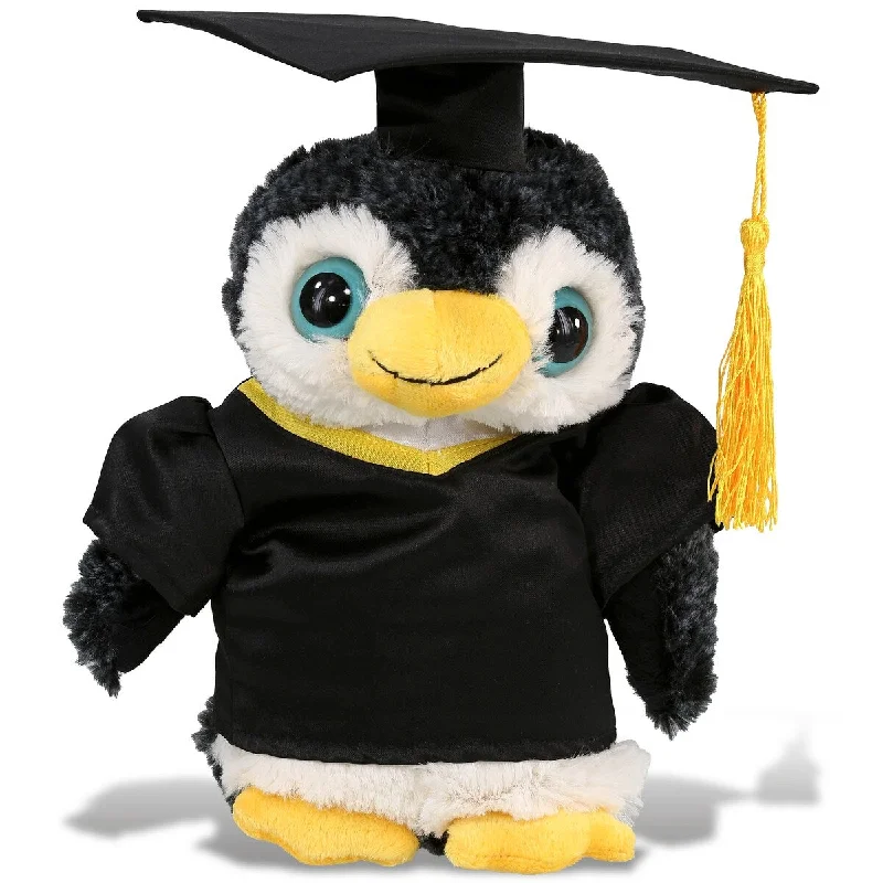 DolliBu Penguin Graduation Plush Toy with Gown and Cap with Tassel - 8 inches