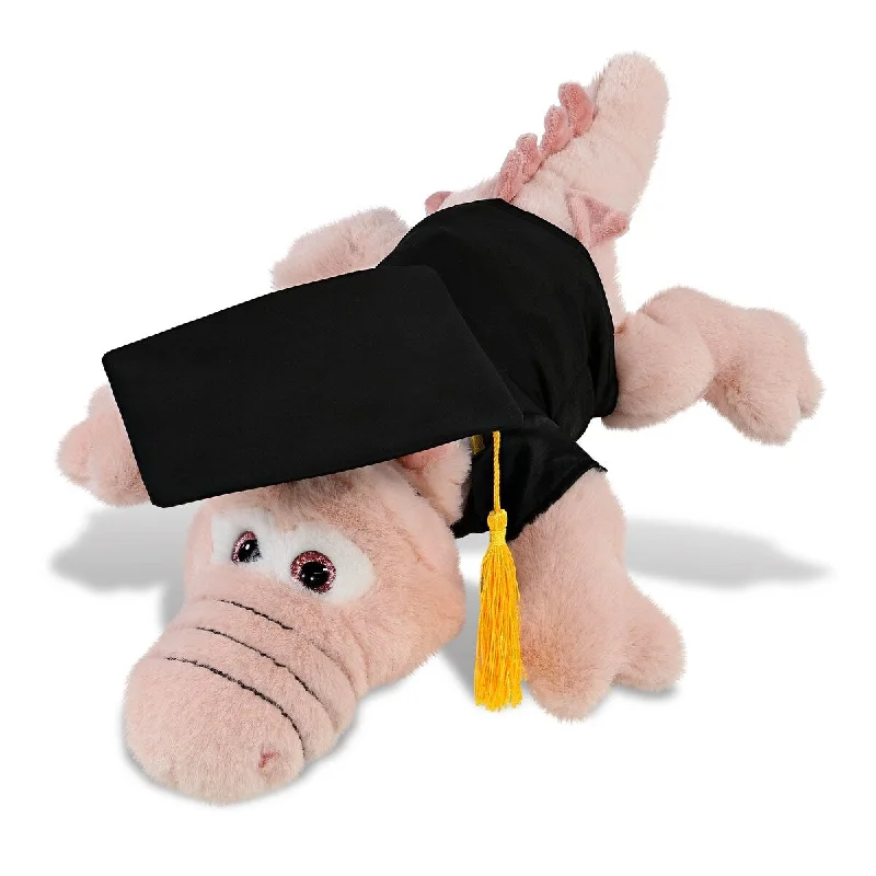 DolliBu Pink Alligator Large Graduation Plush Toy with Gown and Cap - 17 inches