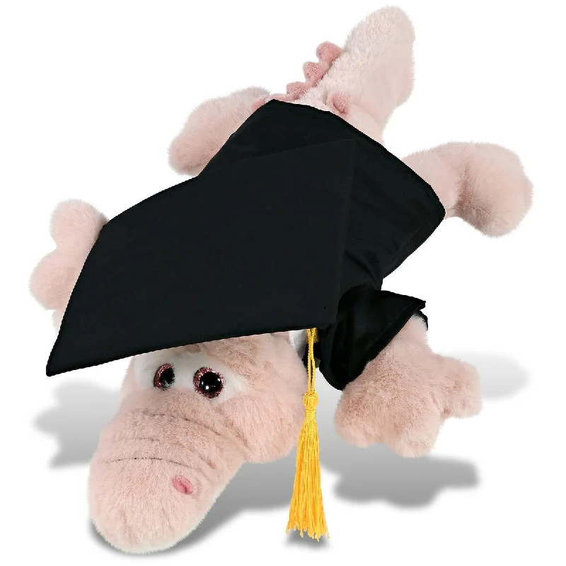 DolliBu Pink Alligator Small Graduation Plush Toy with Gown and Cap - 14 inches