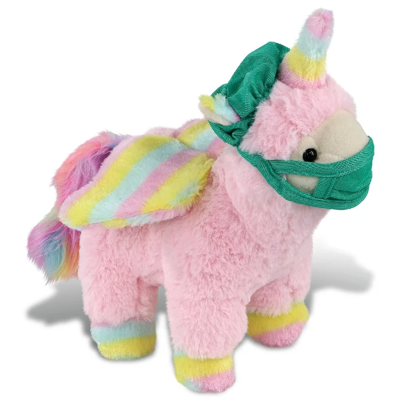 DolliBu Pink Flying Llamacorn Doctor Plush with Scrub Uniform and Cap - 11 inches