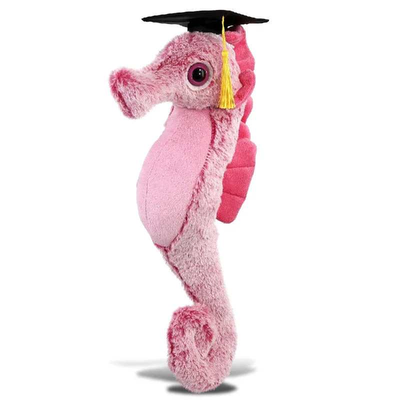 DolliBu Pink Seahorse Graduation Plush with Graduation Cap with Tassel - 15 inches