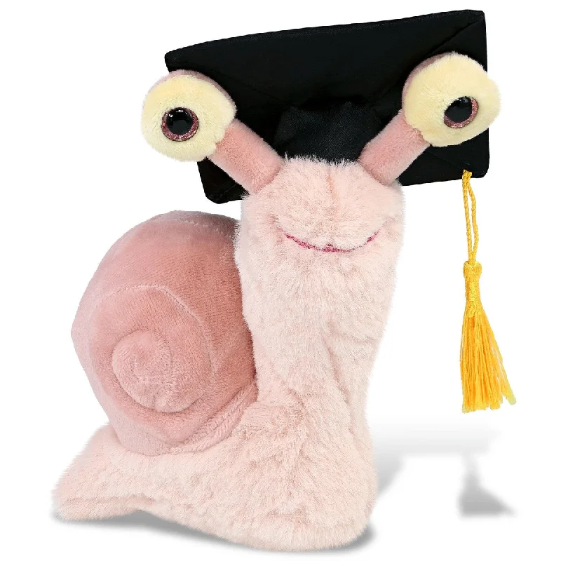 DolliBu Pink Snail Small Graduation Plush Toy with Cap with Tassel - 5.5 inches