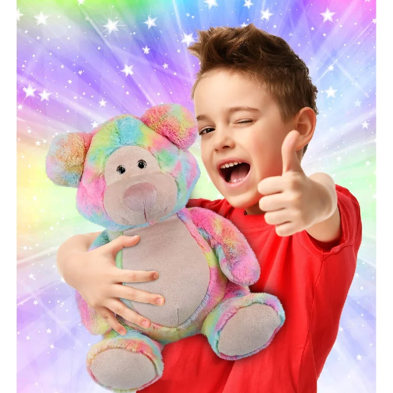 DolliBu Plush Moose and Bear Stuffed Toys - Huggable Rainbow Plush Kit