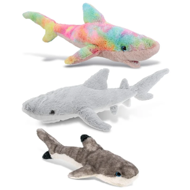 DolliBu Plush Shark Stuffed Toys - Soft Huggable Sharks Plush Kit