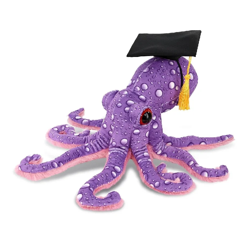 DolliBu Purple Octopus Graduation Plush Toy with Graduation Cap - 12 inches