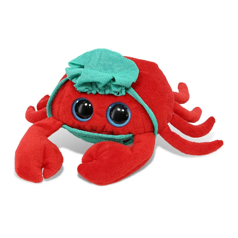 DolliBu Red Crab Big Eye Doctor Plush Toy with Scrub Uniform and Cap - 6 inches