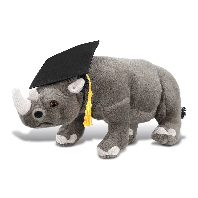 DolliBu Rhino Graduation Plush Toy with Graduation Cap with Tassel - 13 inches