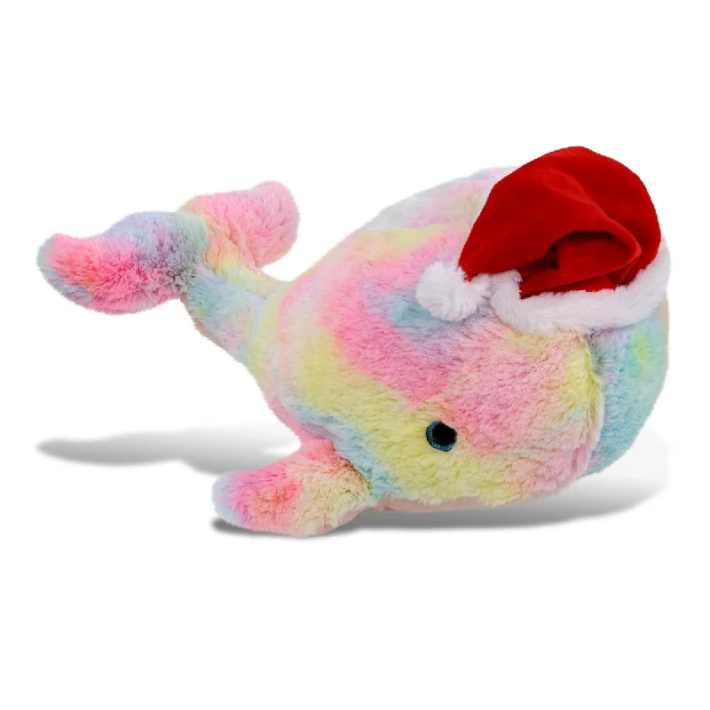 DolliBu Santa Extra Large Rainbow Whale Stuffed Animal Plush Toy - 15 inches