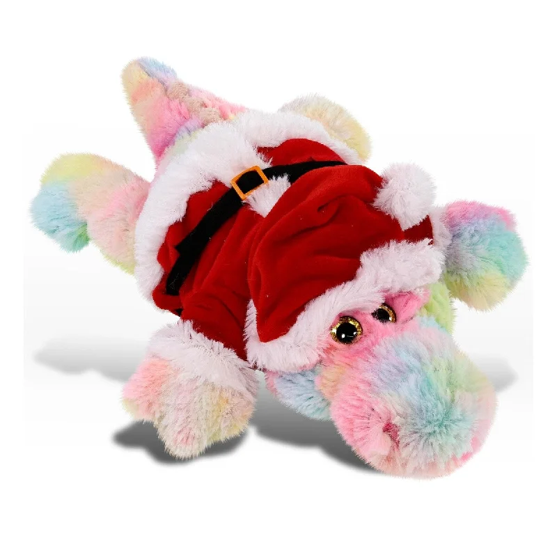 DolliBu Santa Rainbow Alligator Plush Stuffed Animal Plush Toy - 12 inches