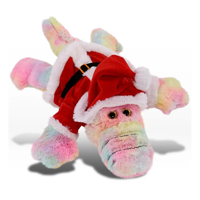 DolliBu Santa Rainbow Large Alligator Stuffed Animal Plush Toy - 17 inches