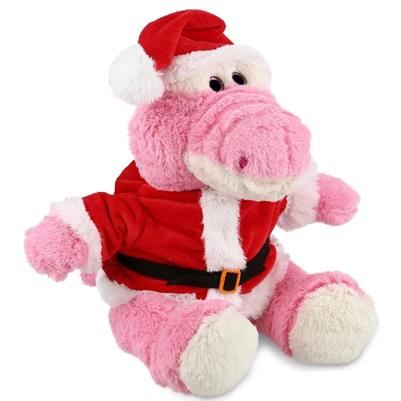 DolliBu Santa Sitting Pink Alligator Stuffed Animal Plush with Outfit - 10 inches