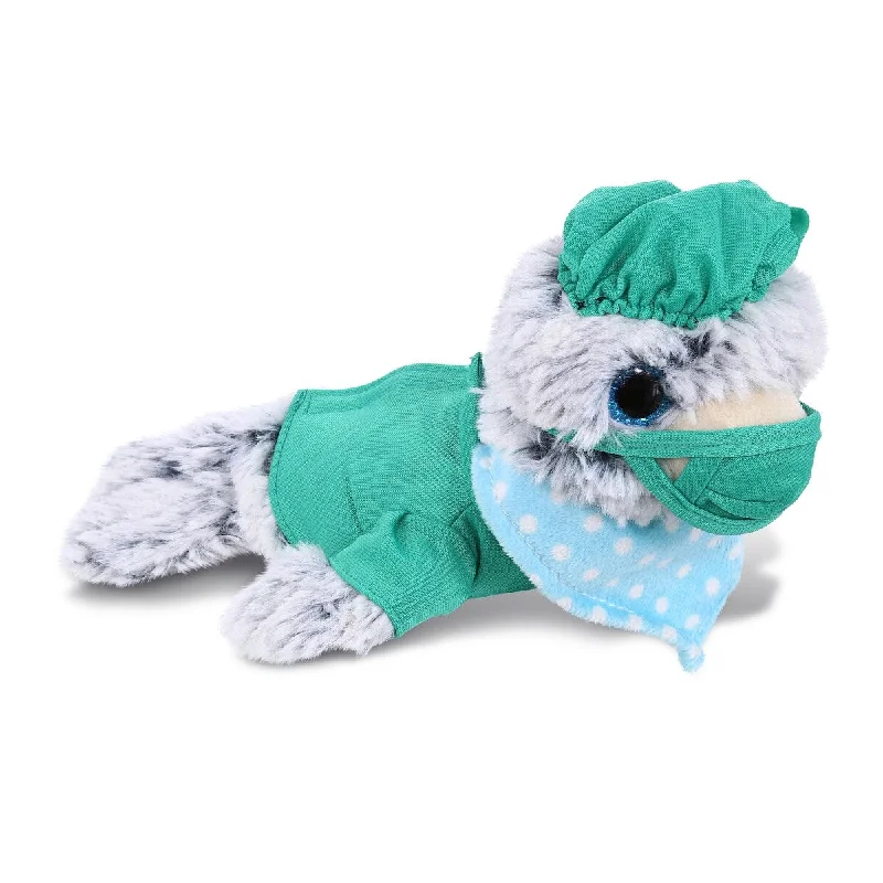 DolliBu Sea Lion Doctor Plush Toy with Cute Scrub Uniform & Cap Outfit - 8 inches