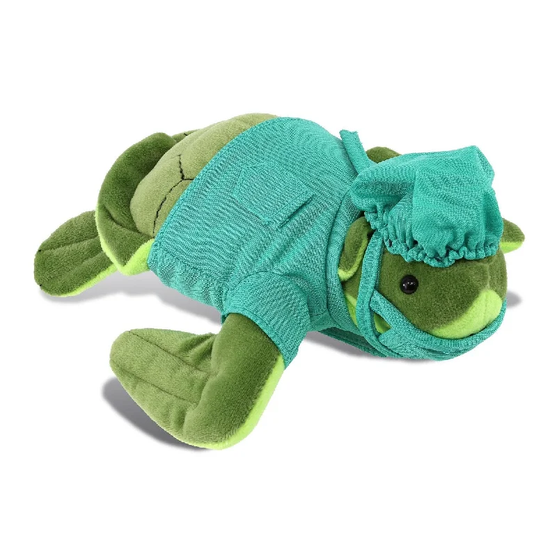 DolliBu Sea Turtle Doctor Plush with Cute Scrub Uniform and Cap Outfit - 6 inches