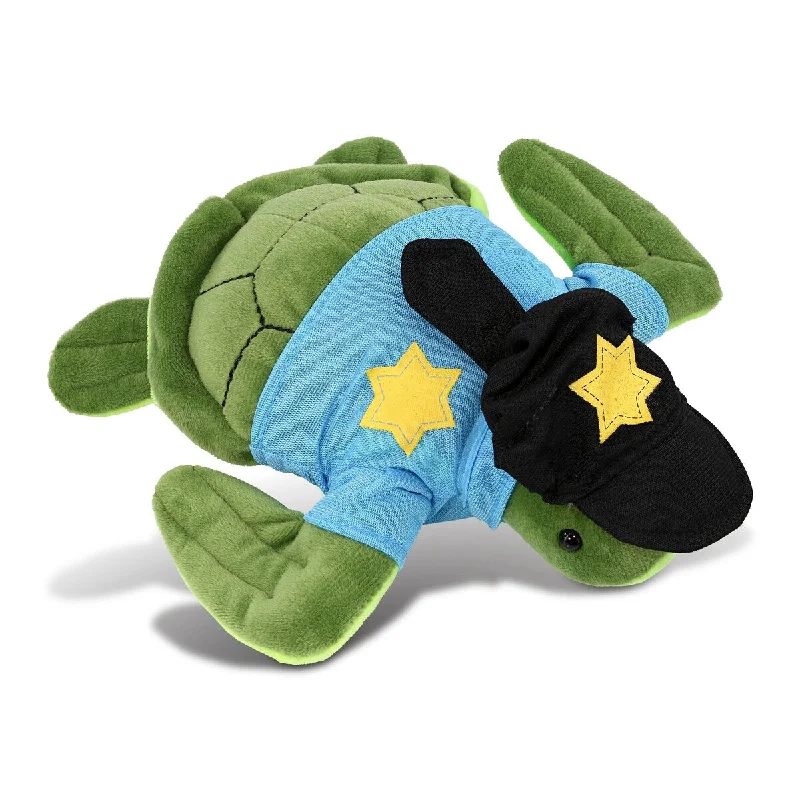 DolliBu Sea Turtle Police Officer Plush Toy with Cop Uniform and Cap - 7.5 inches