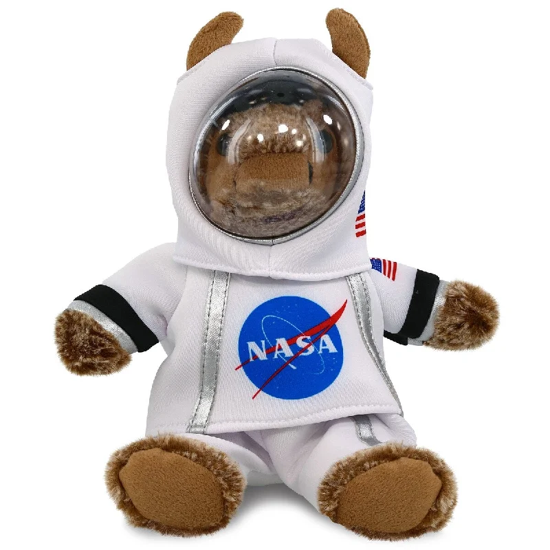 DolliBu Sitting Buffalo Astronaut Plush Toy with Helmet and NASA Suit - 8.5 inches