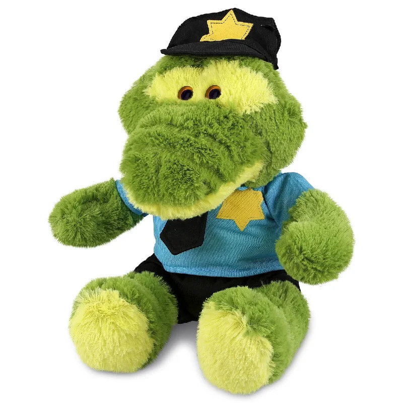 DolliBu Sitting Green Alligator Police Officer Plush with Cop Uniform - 12 inches