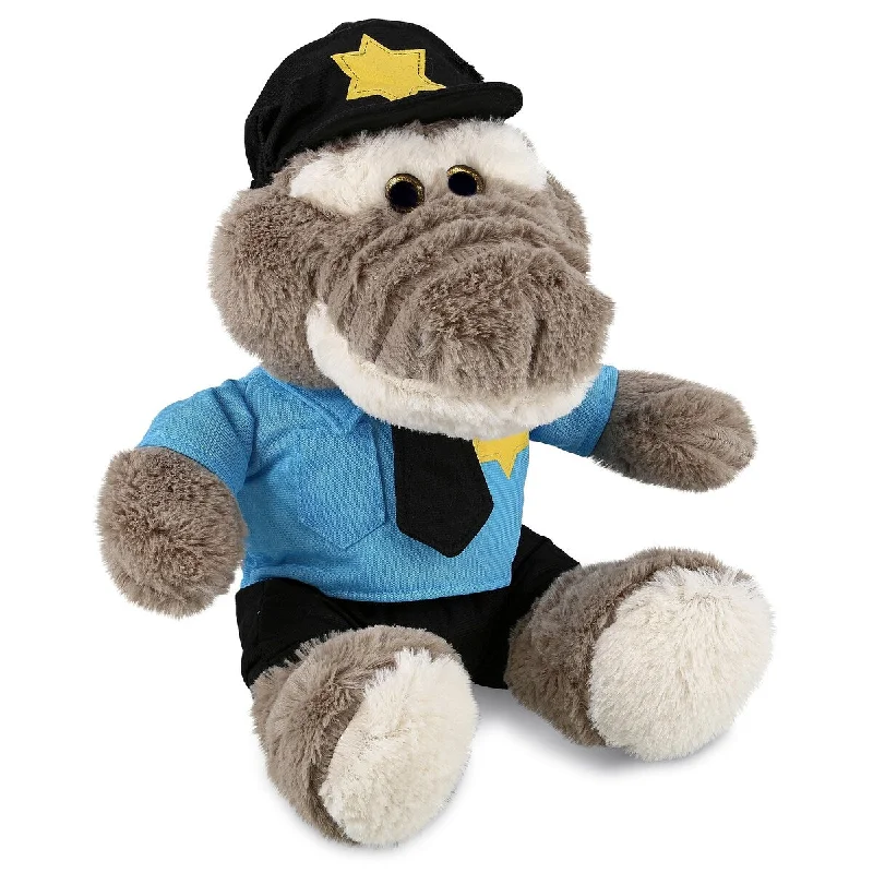 DolliBu Sitting Grey Alligator Police Officer Plush with Cop Uniform - 9 inches