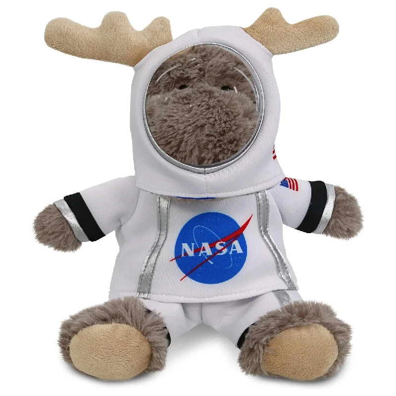 DolliBu Sitting Moose Astronaut Plush with Space Helmet and NASA Suit - 8 inches