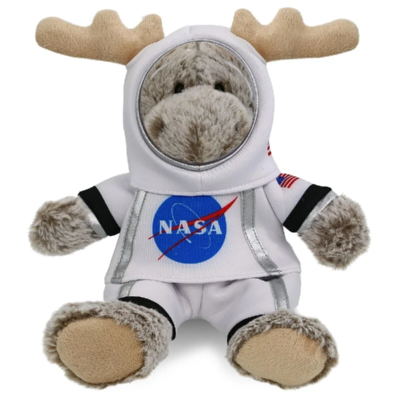 DolliBu Sitting Moose Astronaut Plush with Space Helmet and NASA Suit - 8 inches