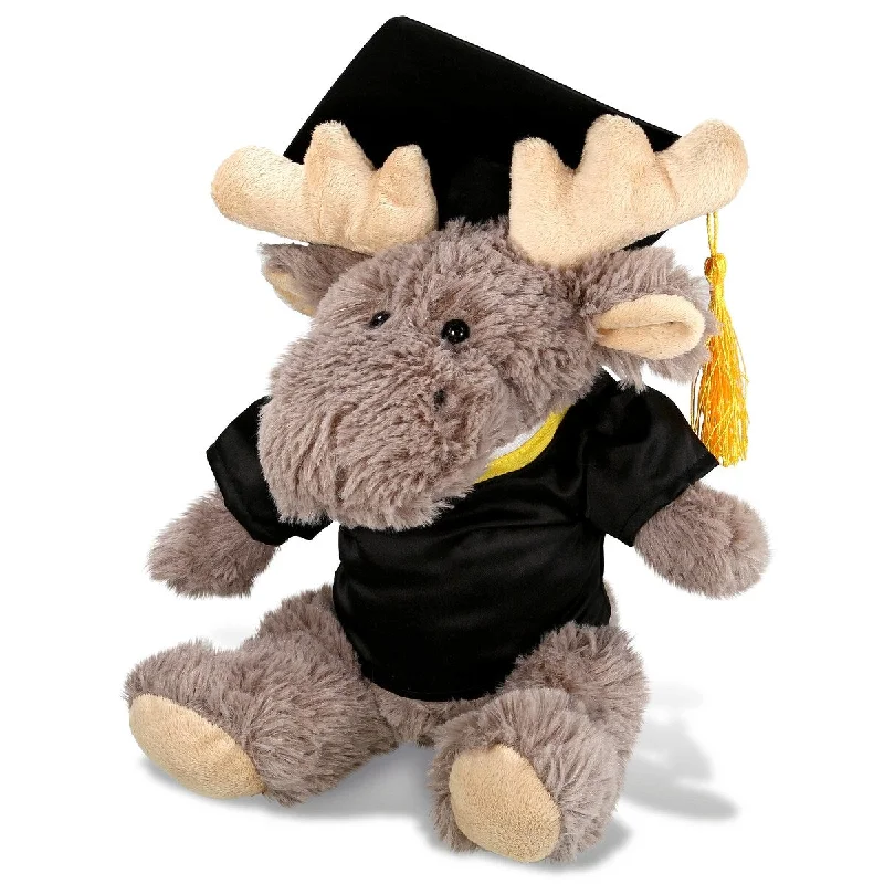 DolliBu Sitting Moose with Sweater Graduation Plush with Gown and Cap - 8 inches