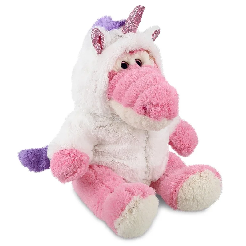 DolliBu Sitting Pink Alligator Unicorn Plush Stuffed Animal Toy - 10 inches