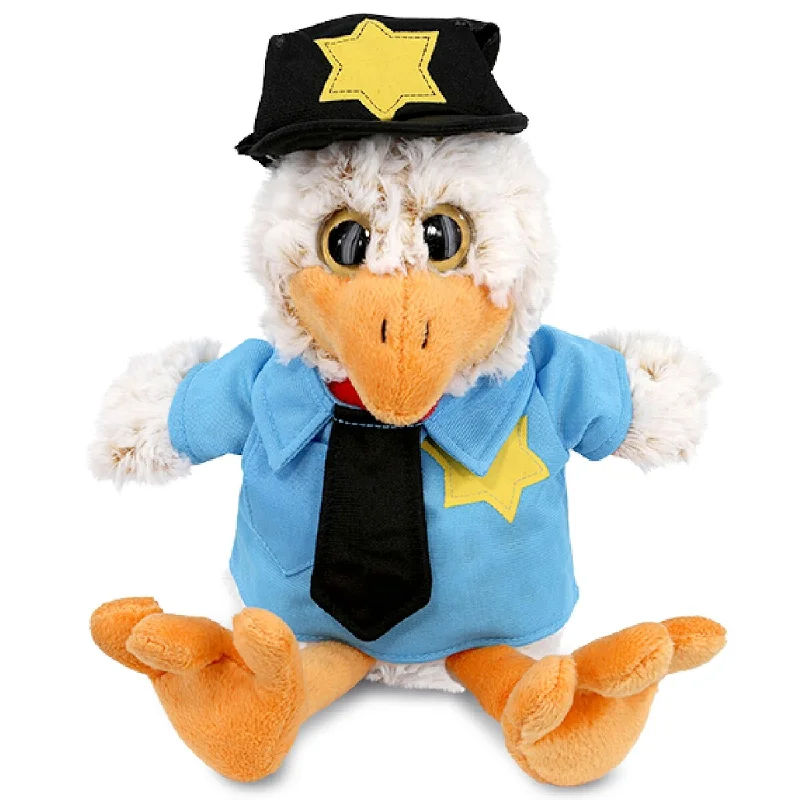 DolliBu Sitting Rooster Police Officer Plush with Cop Uniform and Cap - 9 inches