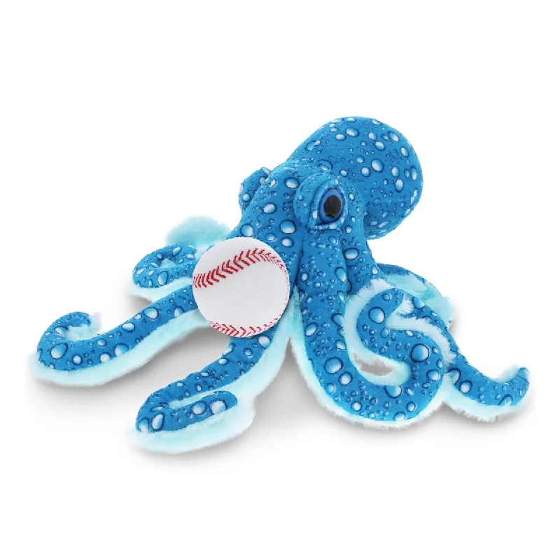 DolliBu Soft Huggable Blue Octopus Stuffed Animal with Baseball Plush - 16 inches