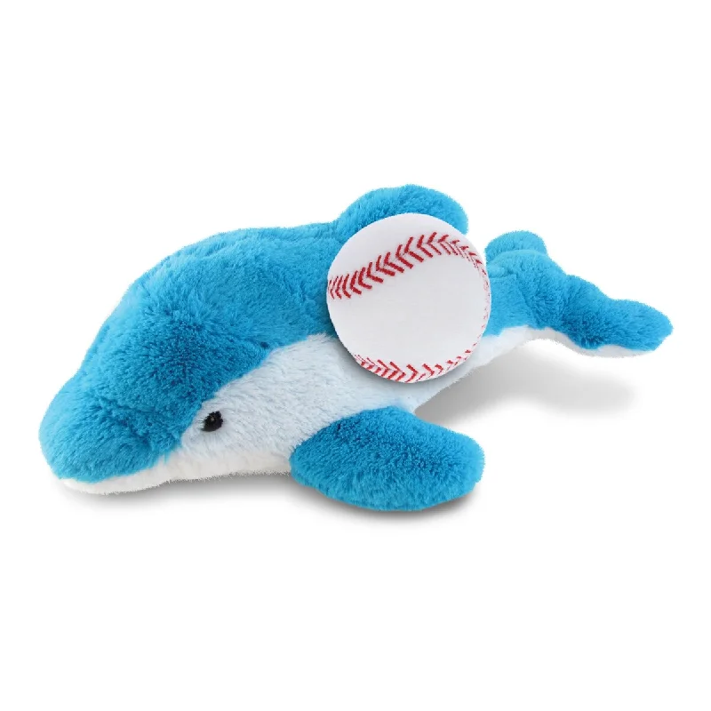 DolliBu Soft Huggable Dolphin Stuffed Animal with Baseball Plush Toy - 18 inches