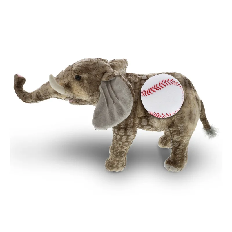 DolliBu Soft Huggable Elephant Stuffed Animal with Baseball Plush Toy - 12 inches