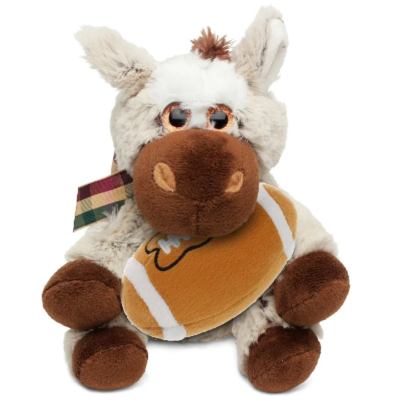 DolliBu Soft Huggable Floppy Donkey Stuffed Animal with Football Plush - 7 inches