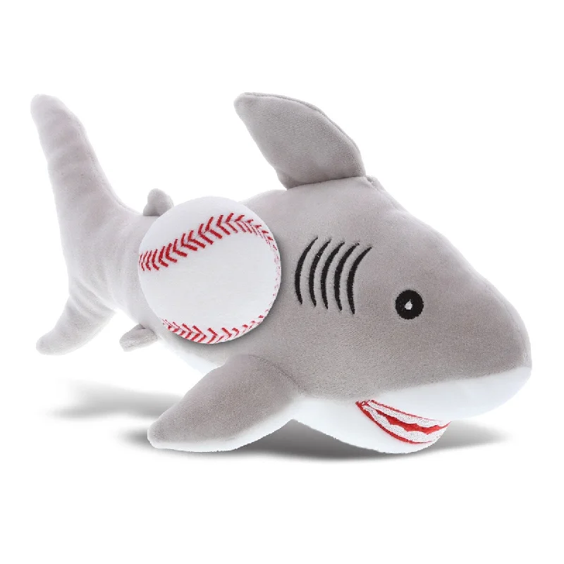 DolliBu Soft Huggable Grey Shark Stuffed Animal with Baseball Plush - 12 inches