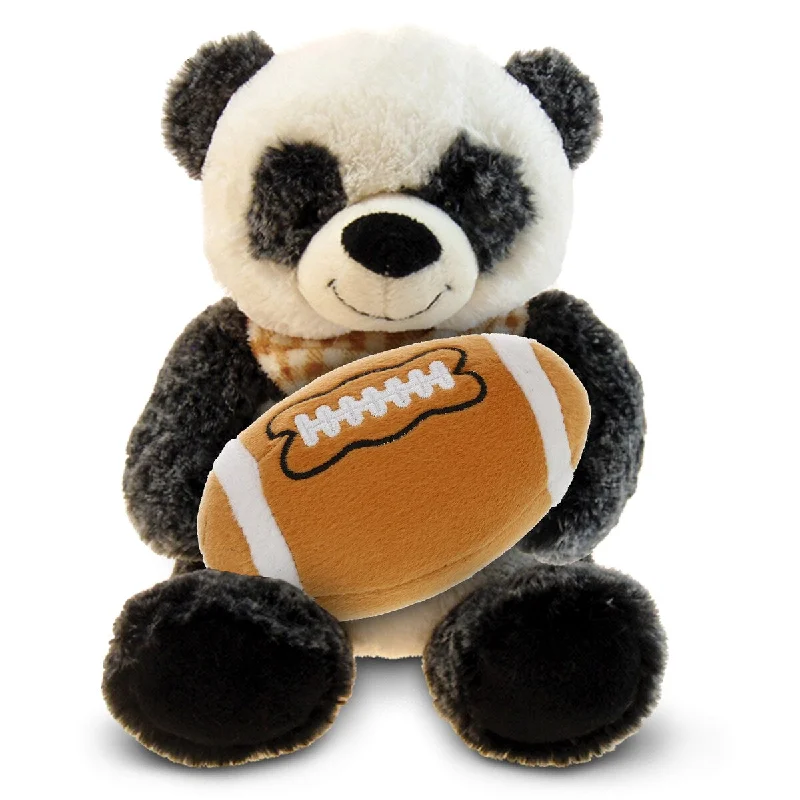 DolliBu Soft Huggable Panda Stuffed Animal with Football Plush Toy - 8.5 inches