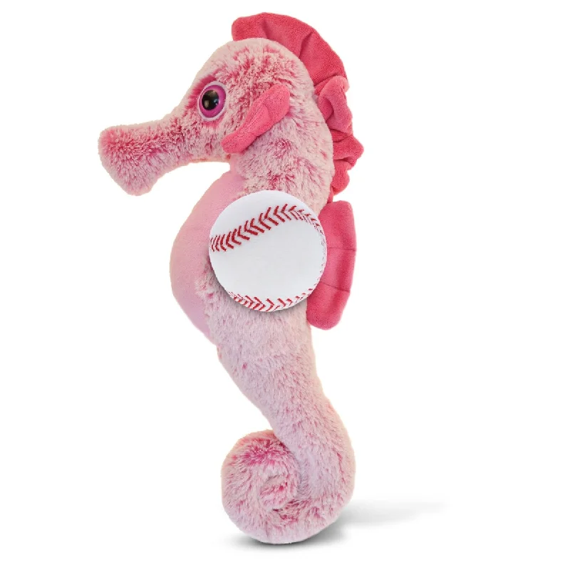 DolliBu Soft Huggable Seahorse Stuffed Animal with Baseball Plush Toy - 15 inches