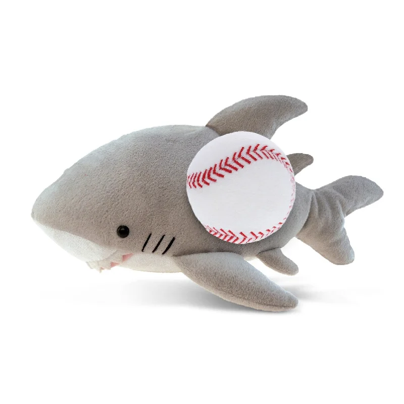 DolliBu Soft Huggable Shark Stuffed Animal with Baseball Plush Toy - 6 inches