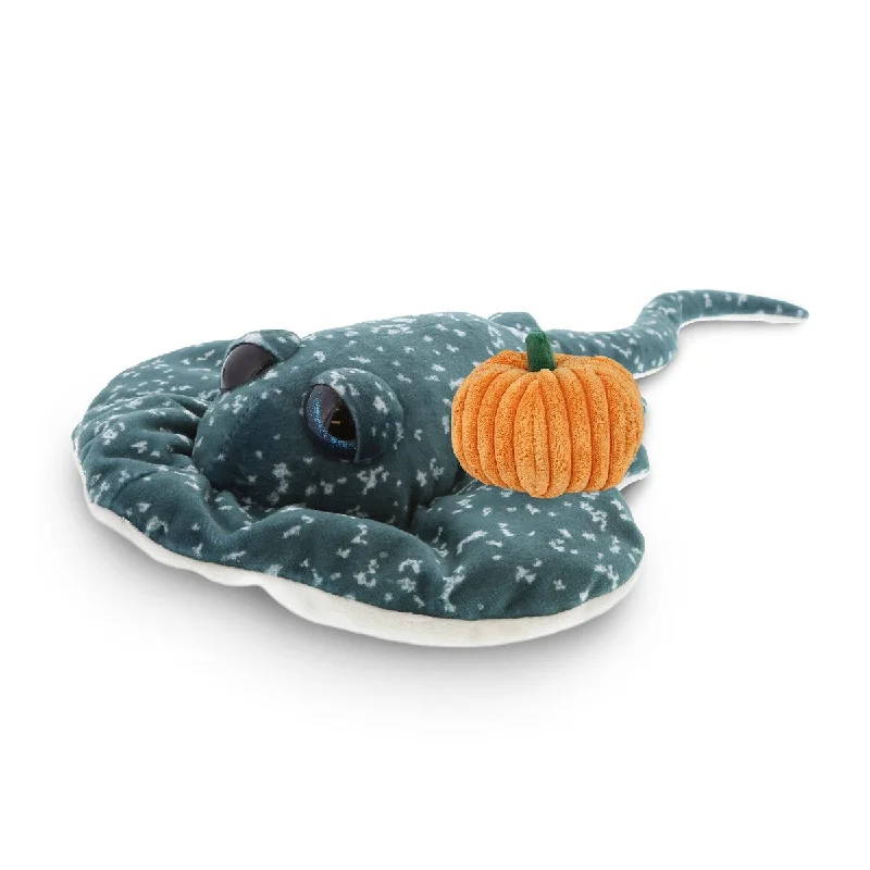 DolliBu Spotted Grey Ray Stuffed Ocean Animal w/ Pumpkin Plush Decor - 18.5 inches