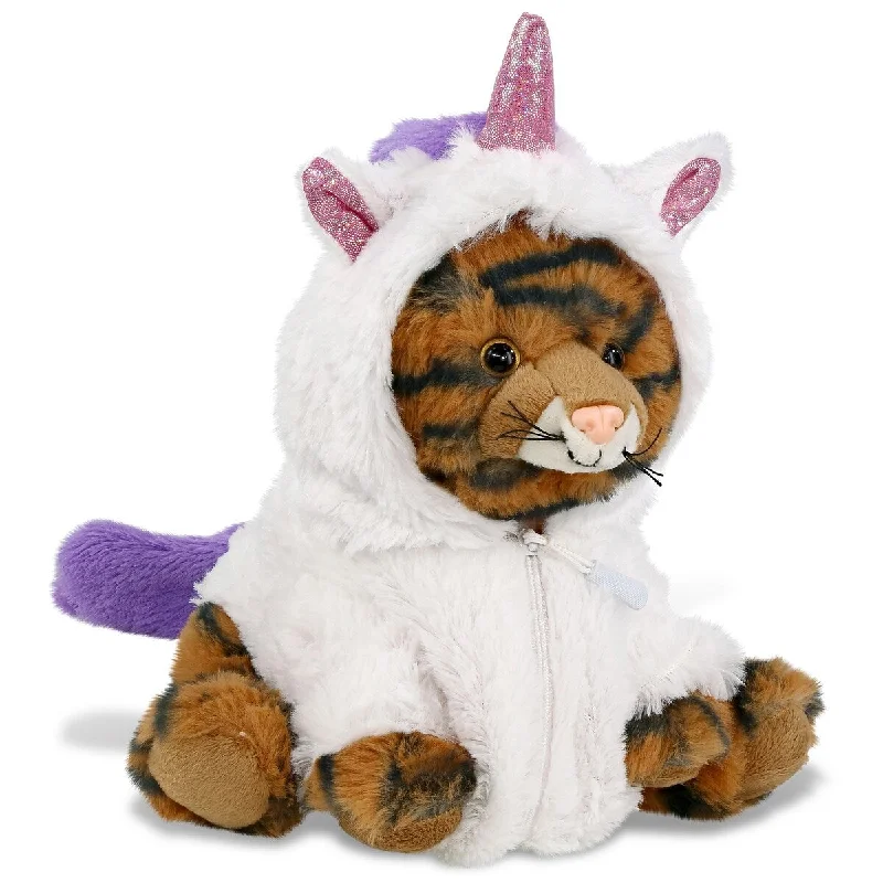 DolliBu Squat Tiger Unicorn Plush Stuffed Animal with Unicorn Outfit - 8.5 inches