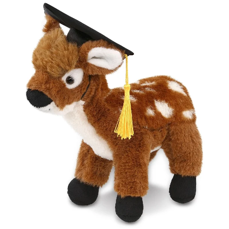 DolliBu Standing Deer Graduation Plush with Gown and Cap with Tassel - 10 inches